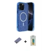 MARSİLYAN™- iPhone 12 Pro Kılıf Eksen Çizgi - Siyah Polymer Nano Ekran Koruyucu + Metal Kamera Lens Koruma Cam - GD