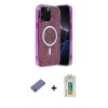 MARSİLYAN™- iPhone 12 Pro Kılıf Eksen Çizgi - Siyah Polymer Nano Ekran Koruyucu + Metal Kamera Lens Koruma Cam - GD