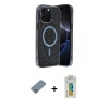 MARSİLYAN™- iPhone 12 Pro Kılıf Eksen Çizgi - Siyah Polymer Nano Ekran Koruyucu + Metal Kamera Lens Koruma Cam - GS