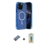 MARSİLYAN™- iPhone 12 Pro Kılıf Eksen Çizgi - Siyah Polymer Nano Ekran Koruyucu + Metal Kamera Lens Koruma Cam - KI
