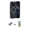MARSİLYAN™- iPhone 12 Pro Kılıf Eksen Çizgi - Siyah Polymer Nano Ekran Koruyucu + Metal Kamera Lens Koruma Cam - KI
