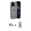 MARSİLYAN™- iPhone 12 Pro Kılıf Eksen Çizgi - Siyah Polymer Nano Ekran Koruyucu + Rainbow Kamera Lens Koruma Cam - GD
