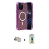 MARSİLYAN™- iPhone 12 Pro Kılıf Eksen Çizgi - Siyah Polymer Nano Ekran Koruyucu + Rainbow Kamera Lens Koruma Cam - GD