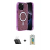 MARSİLYAN™- iPhone 12 Pro Kılıf Eksen Çizgi - Siyah Polymer Nano Ekran Koruyucu + Kamera Lens Koruma Cam - SF