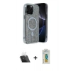 MARSİLYAN™- iPhone 12 Pro Kılıf Eksen Çizgi - Siyah Polymer Nano Ekran Koruyucu + Kamera Lens Koruma Cam - SF