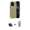 MARSİLYAN™- iPhone 12 Pro Kılıf Eksen Çizgi - Siyah Polymer Nano Ekran Koruyucu + Kamera Lens Koruma Cam - SF