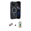 MARSİLYAN™- iPhone 12 Pro Kılıf Eksen Çizgi - Siyah Polymer Nano Ekran Koruyucu + Shine Kamera Lens Koruma Cam - SABE