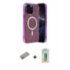 MARSİLYAN™- iPhone 12 Pro Kılıf Eksen Çizgi - Siyah Polymer Nano Ekran Koruyucu + Shine Kamera Lens Koruma Cam - SABE