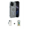 MARSİLYAN™- iPhone 12 Pro Kılıf Eksen Çizgi - Siyah Polymer Nano Ekran Koruyucu + Shine Kamera Lens - MI