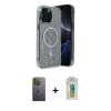 MARSİLYAN™- iPhone 12 Pro Kılıf Eksen Çizgi - Siyah Polymer Nano Ekran Koruyucu + Neon Fosforlu Kamera Lens - YL