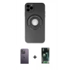 MARSİLYAN™- iPhone 12 Pro Kılıf Eksen Klasik Prime - Şeffaf 360 Full Body Arka Koruyucu + Neon Fosforlu Kamera Lens - BZ
