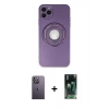 MARSİLYAN™- iPhone 12 Pro Kılıf Eksen Klasik Prime - Şeffaf 360 Full Body Arka Koruyucu + Neon Fosforlu Kamera Lens - BZ