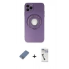 MARSİLYAN™- iPhone 12 Pro Kılıf Eksen Klasik Prime - Şeffaf Uv Polymer Nano Ekran Koruyucu + Açık Yeşil Metal Kamera Lens Koruma Cam