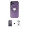 MARSİLYAN™- iPhone 12 Pro Kılıf Eksen Klasik Prime - Şeffaf Uv Polymer Nano Ekran Koruyucu + Beyaz Neon Fosforlu Kamera Lens