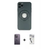 MARSİLYAN™- iPhone 12 Pro Kılıf Eksen Klasik Prime - Şeffaf Uv Polymer Nano Ekran Koruyucu + Beyaz Neon Fosforlu Kamera Lens