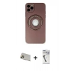 MARSİLYAN™- iPhone 12 Pro Kılıf Eksen Klasik Prime - Şeffaf Uv Polymer Nano Ekran Koruyucu + Gold Rainbow Kamera Lens Koruma Cam