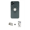 MARSİLYAN™- iPhone 12 Pro Kılıf Eksen Klasik Prime - Şeffaf Uv Polymer Nano Ekran Koruyucu + Gold Rainbow Kamera Lens Koruma Cam