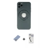 MARSİLYAN™- iPhone 12 Pro Kılıf Eksen Klasik Prime - Şeffaf Uv Polymer Nano Ekran Koruyucu + Metal Kamera Lens Koruma Cam - KUYL