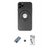 MARSİLYAN™- iPhone 12 Pro Kılıf Eksen Klasik Prime - Şeffaf Uv Polymer Nano Ekran Koruyucu + Mavi Metal Kamera Lens Koruma Cam