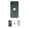 MARSİLYAN™- iPhone 12 Pro Kılıf Eksen Klasik Prime - Şeffaf Uv Polymer Nano Ekran Koruyucu + Neon Fosforlu Kamera Lens - MI