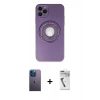 MARSİLYAN™- iPhone 12 Pro Kılıf Eksen Klasik Prime - Şeffaf Uv Polymer Nano Ekran Koruyucu + Neon Fosforlu Kamera Lens - MI
