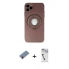 MARSİLYAN™- iPhone 12 Pro Kılıf Eksen Klasik Prime - Şeffaf Uv Polymer Nano Ekran Koruyucu + Metal Kamera Lens Koruma Cam - KI