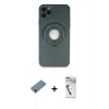 MARSİLYAN™- iPhone 12 Pro Kılıf Eksen Klasik Prime - Şeffaf Uv Polymer Nano Ekran Koruyucu + Mor Metal Kamera Lens Koruma Cam