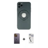 MARSİLYAN™- iPhone 12 Pro Kılıf Eksen Klasik Prime - Şeffaf Uv Polymer Nano Ekran Koruyucu + Neon Fosforlu Kamera Lens - SI
