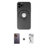 MARSİLYAN™- iPhone 12 Pro Kılıf Eksen Klasik Prime - Şeffaf Uv Polymer Nano Ekran Koruyucu + Neon Fosforlu Kamera Lens - SI