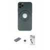 MARSİLYAN™- iPhone 12 Pro Kılıf Eksen Klasik Prime - Şeffaf Uv Polymer Nano Ekran Koruyucu + Pembe Renkli Kamera Lens Koruma Cam