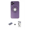 MARSİLYAN™- iPhone 12 Pro Kılıf Eksen Klasik Prime - Şeffaf Uv Polymer Nano Ekran Koruyucu + Pembe Renkli Kamera Lens Koruma Cam