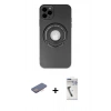 MARSİLYAN™- iPhone 12 Pro Kılıf Eksen Klasik Prime - Şeffaf Uv Polymer Nano Ekran Koruyucu + Pembe Renkli Kamera Lens Koruma Cam