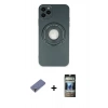 MARSİLYAN™- iPhone 12 Pro Kılıf Eksen Klasik Prime - Siyah 34D Hayalet Izgaralı Cam + Metal Kamera Lens Koruma Cam - GD