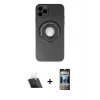 MARSİLYAN™- iPhone 12 Pro Kılıf Eksen Klasik Prime - Siyah 34D Hayalet Izgaralı Cam + Kamera Lens Koruma Cam - SF
