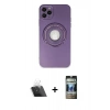 MARSİLYAN™- iPhone 12 Pro Kılıf Eksen Klasik Prime - Siyah 34D Hayalet Izgaralı Cam + Kamera Lens Koruma Cam - SF