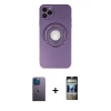 MARSİLYAN™- iPhone 12 Pro Kılıf Eksen Klasik Prime - Siyah 34D Hayalet Izgaralı Cam + Neon Fosforlu Kamera Lens - MI