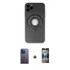 MARSİLYAN™- iPhone 12 Pro Kılıf Eksen Klasik Prime - Siyah 34D Hayalet Izgaralı Cam + Neon Fosforlu Kamera Lens - MI