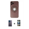 MARSİLYAN™- iPhone 12 Pro Kılıf Eksen Klasik Prime - Siyah 34D Hayalet Izgaralı Cam + Neon Fosforlu Kamera Lens - MI