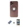 MARSİLYAN™- iPhone 12 Pro Kılıf Eksen Klasik Prime - Siyah 34D Hayalet Izgaralı Cam + Metal Kamera Lens Koruma Cam - AKYL