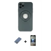 MARSİLYAN™- iPhone 12 Pro Kılıf Eksen Klasik Prime - Siyah 34D Hayalet Izgaralı Cam + Metal Kamera Lens Koruma Cam - AKYL