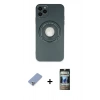 MARSİLYAN™- iPhone 12 Pro Kılıf Eksen Klasik Prime - Siyah 34D Hayalet Izgaralı Cam + Metal Kamera Lens Koruma Cam - KUYL