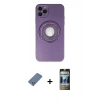 MARSİLYAN™- iPhone 12 Pro Kılıf Eksen Klasik Prime - Siyah 34D Hayalet Izgaralı Cam + Metal Kamera Lens Koruma Cam - AKYL