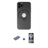 MARSİLYAN™- iPhone 12 Pro Kılıf Eksen Klasik Prime - Siyah 34D Hayalet Izgaralı Cam + Renkli Kamera Lens Koruma Cam - PE