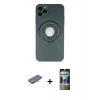 MARSİLYAN™- iPhone 12 Pro Kılıf Eksen Klasik Prime - Siyah 34D Hayalet Izgaralı Cam + Renkli Kamera Lens Koruma Cam - TU