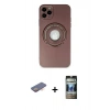 MARSİLYAN™- iPhone 12 Pro Kılıf Eksen Klasik Prime - Siyah 34D Hayalet Izgaralı Cam + Renkli Kamera Lens Koruma Cam - TU
