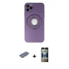 MARSİLYAN™- iPhone 12 Pro Kılıf Eksen Klasik Prime - Siyah 34D Hayalet Izgaralı Cam + Renkli Kamera Lens Koruma Cam - MI