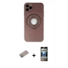 MARSİLYAN™- iPhone 12 Pro Kılıf Eksen Klasik Prime - Siyah 34D Hayalet Izgaralı Cam + Shine Kamera Lens Koruma Cam - SABE