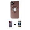 MARSİLYAN™- iPhone 12 Pro Kılıf Eksen Klasik Prime - Siyah 34D Hayalet Izgaralı Cam + Neon Fosforlu Kamera Lens - TU