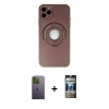 MARSİLYAN™- iPhone 12 Pro Kılıf Eksen Klasik Prime - Siyah 34D Hayalet Izgaralı Cam + Neon Fosforlu Kamera Lens - YL