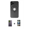 MARSİLYAN™- iPhone 12 Pro Kılıf Eksen Klasik Prime - Siyah 34D Hayalet Izgaralı Cam + Neon Fosforlu Kamera Lens - YL